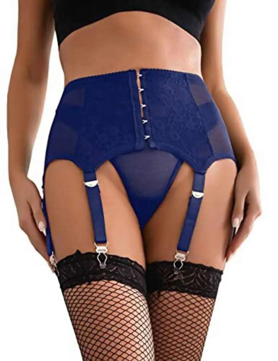 Love Salve Sexy Women Lingerie Garter Belt Set – 2 Piece Lace Stretch Adjustable Waist Suspender and Thong Underwear - Love Salve
